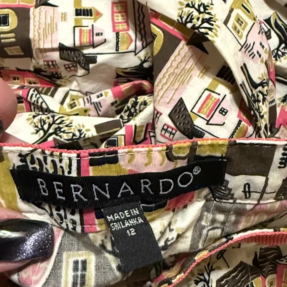 Bernardo Colorful Village Print A-Line Skirt - Picture 4 of 4